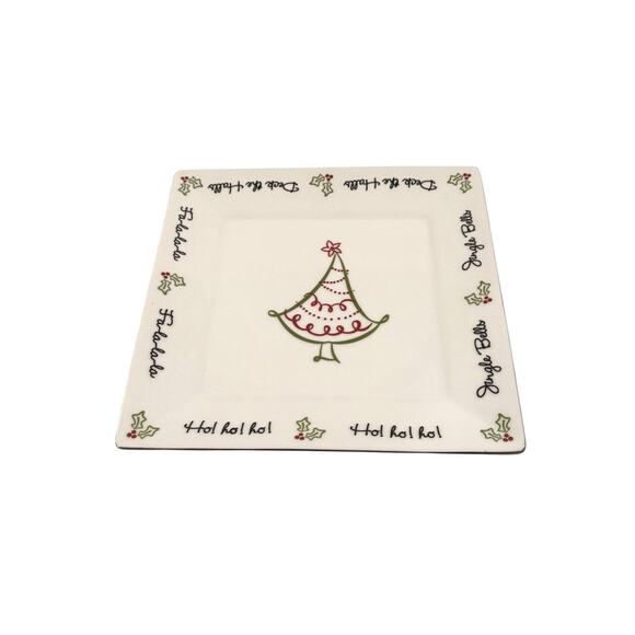 St Nicholas Square Tis the Season 10.25” Square Dinner Plate Christmas Tree - Picture 1 of 6